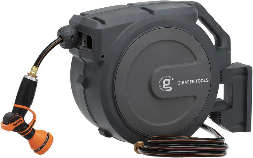 50ft Heavy-Duty Auto-Rewind Hose Reel – Weatherproof