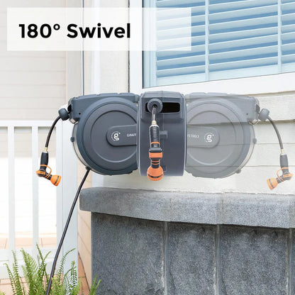 50ft Heavy-Duty Auto-Rewind Hose Reel – Weatherproof